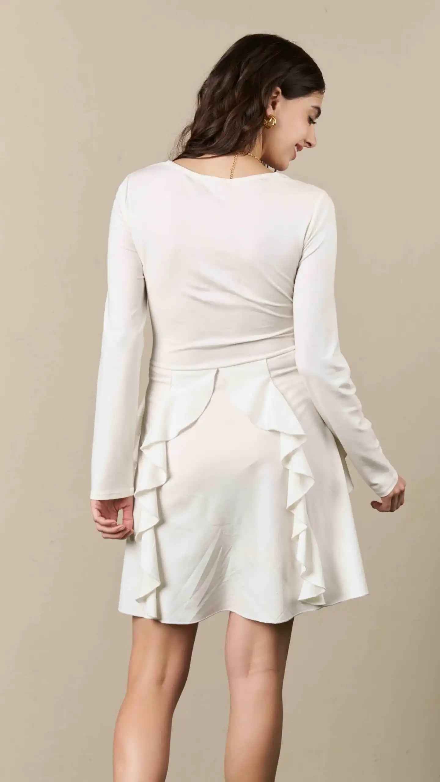 Bows 'n' Frills Flare Dress Almost White