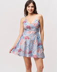 Pastel Floral Print Fit-and-Flare Mini Dress