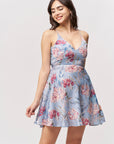 Pastel Floral Print Fit-and-Flare Mini Dress
