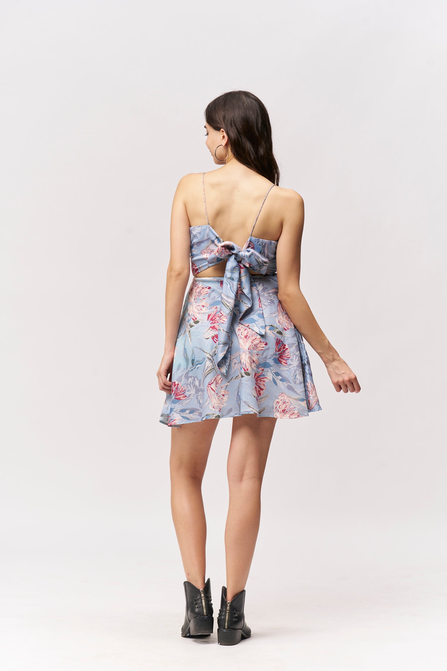 Pastel Floral Print Fit-and-Flare Mini Dress