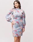Pastel Floral Print Puff-Sleeve Mini Dress