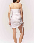 Satin Ruched White Bodycon