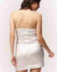 Strapless Satin Mini Party Dress - White