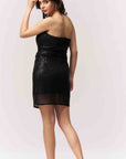 Sequin Sweetheart Mini Dress Black
