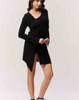 Long sleeve Asymmetrical Neckline Bodycon
