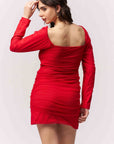 Ruched Red Mini Dress