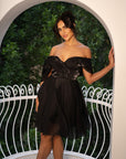Off-Shoulder Organza Cocktail Dress