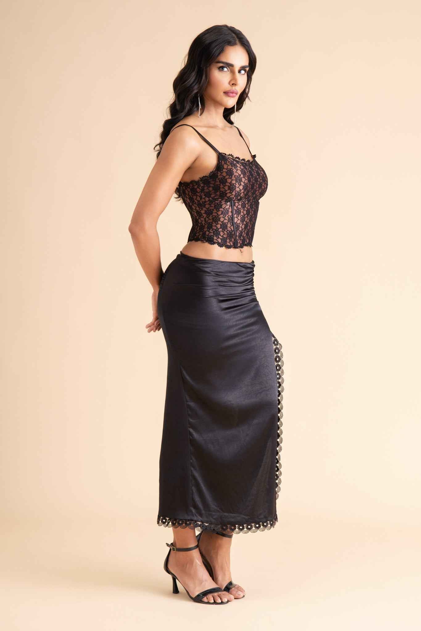 Black Lace Corset Co-ord Set