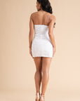 Sequin Strapless Mini Dress In White
