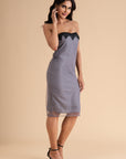 Bodycon Midi Dress With Lace Trim
