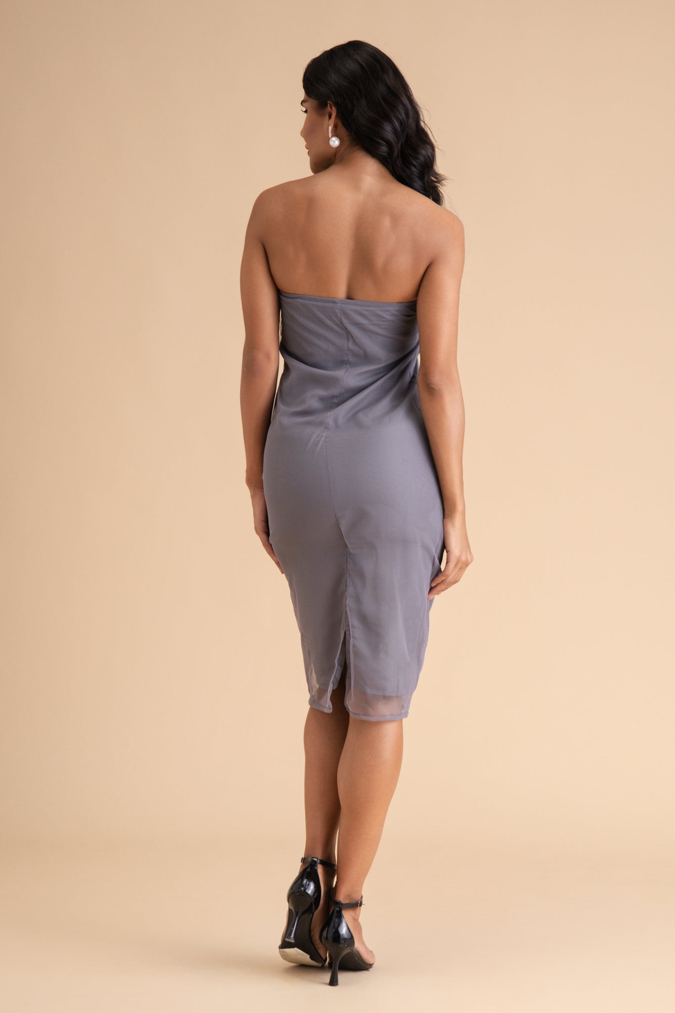 Bodycon Midi Dress With Lace Trim