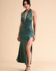 Halter Neck High Slit Gown