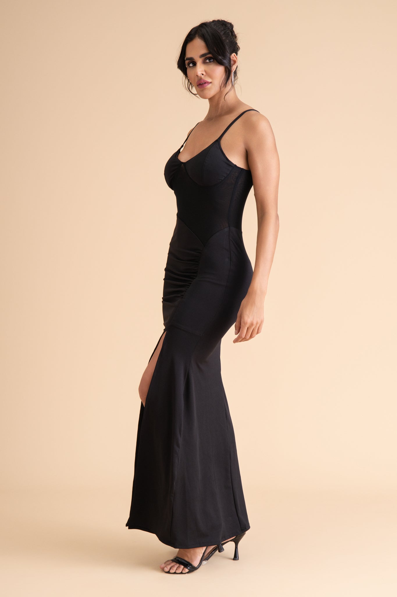 Midnight Mirage Sheer Panel Gown