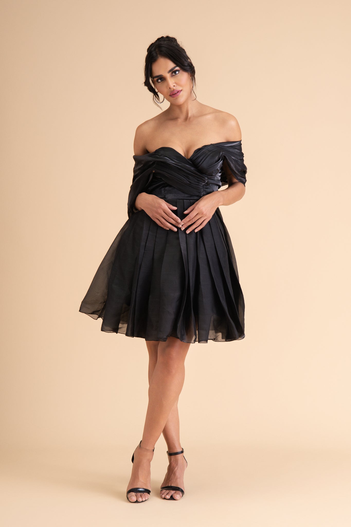 Off-Shoulder Organza Cocktail Dress