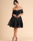 Off-Shoulder Organza Cocktail Dress