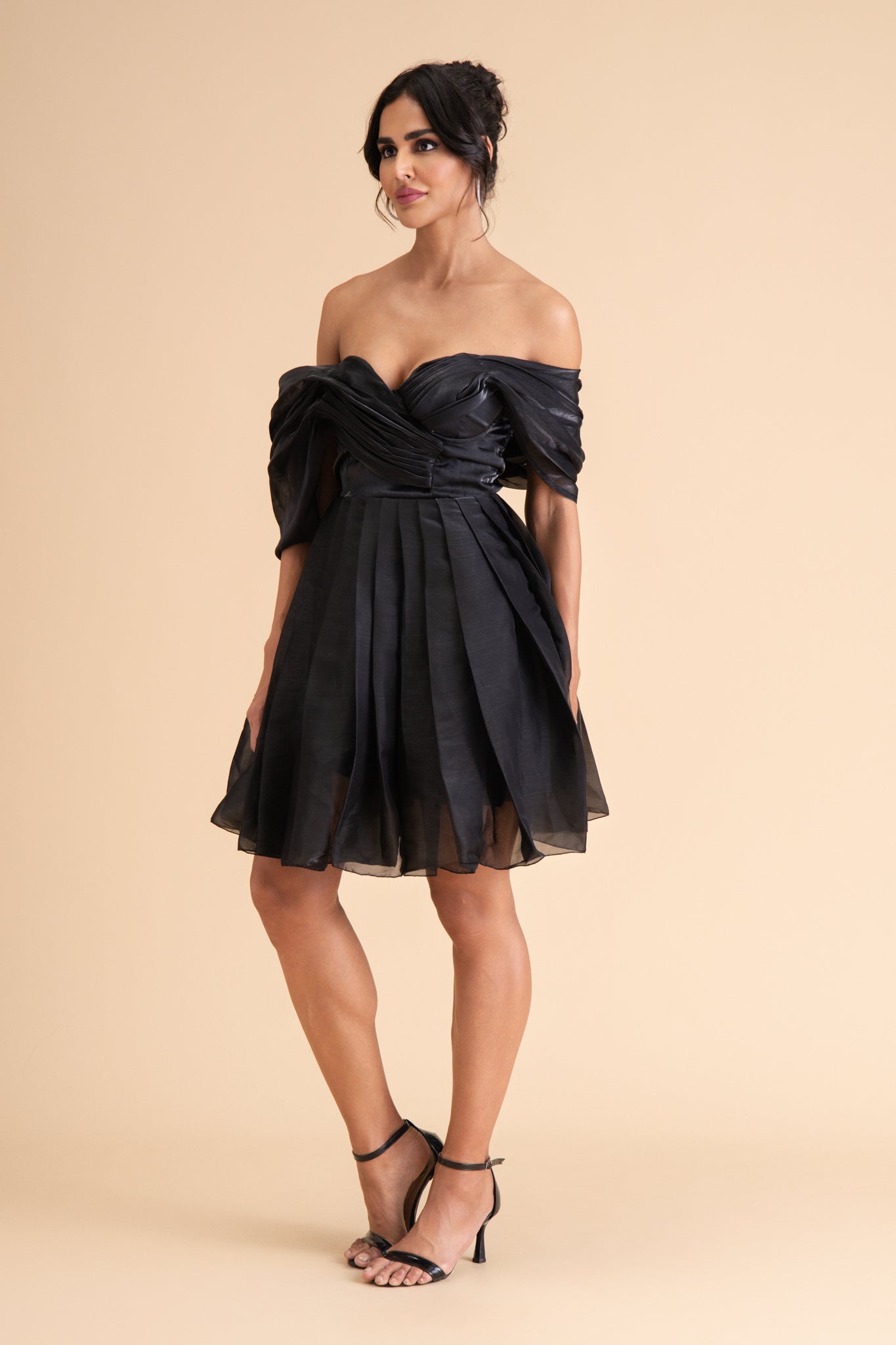 Off-Shoulder Organza Cocktail Dress
