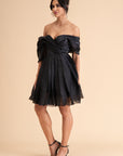 Off-Shoulder Organza Cocktail Dress