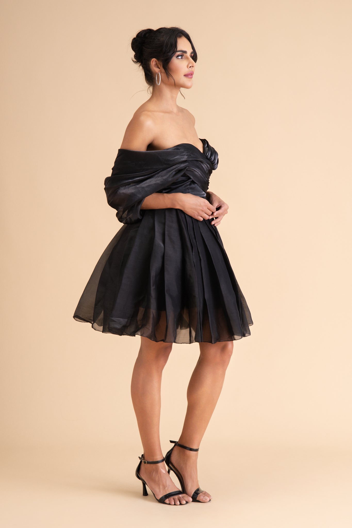 Off-Shoulder Organza Cocktail Dress