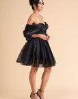 Off-Shoulder Organza Cocktail Dress