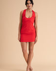 Tencel Ruched Halter Mini Dress
