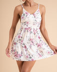 Floral Ruched Strappy Dress