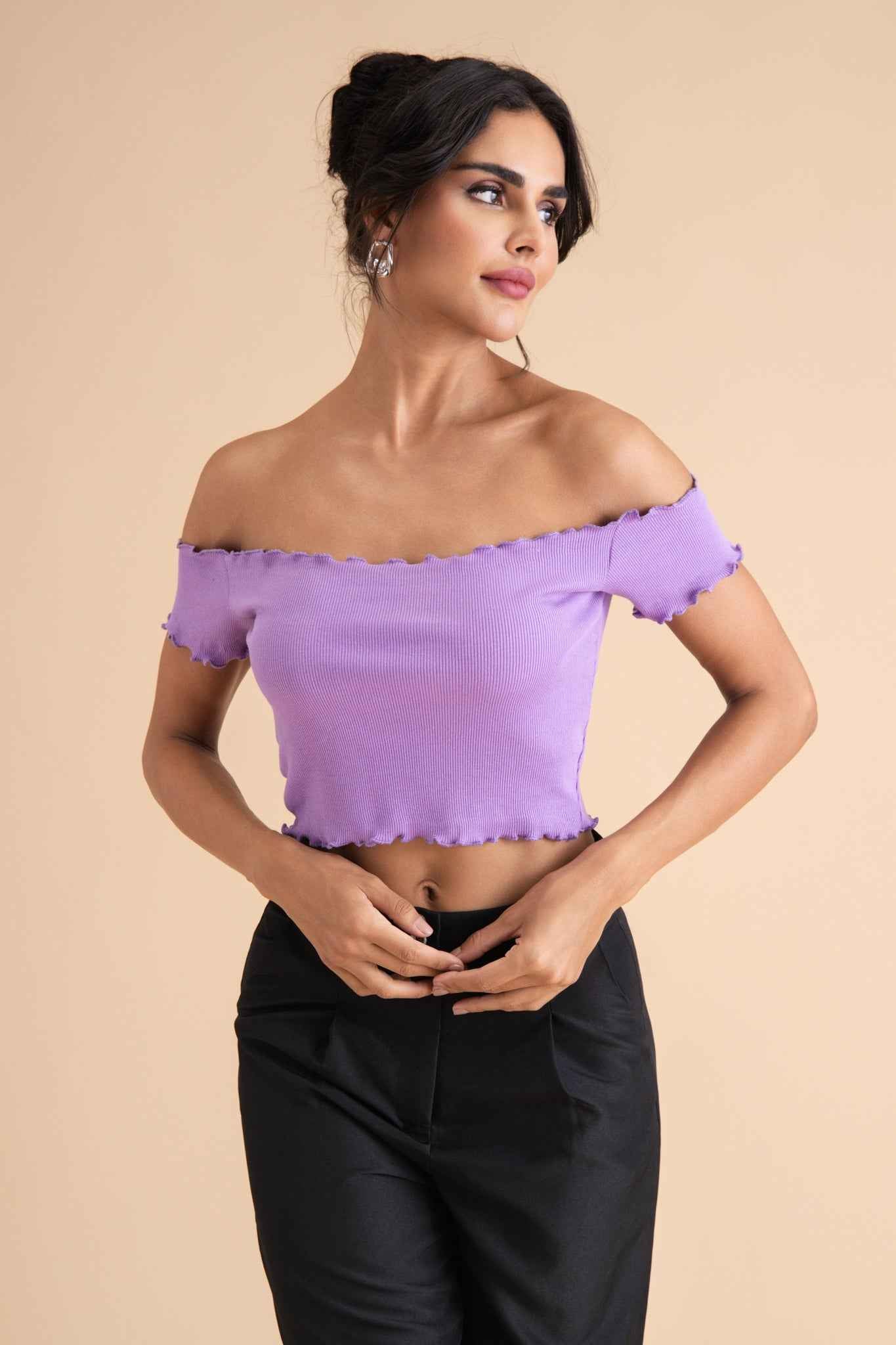 Ribbed Cotton Ruffle Top