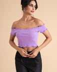 Ribbed Cotton Ruffle Top