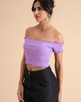 Ribbed Cotton Ruffle Top