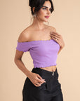 Ribbed Cotton Ruffle Top