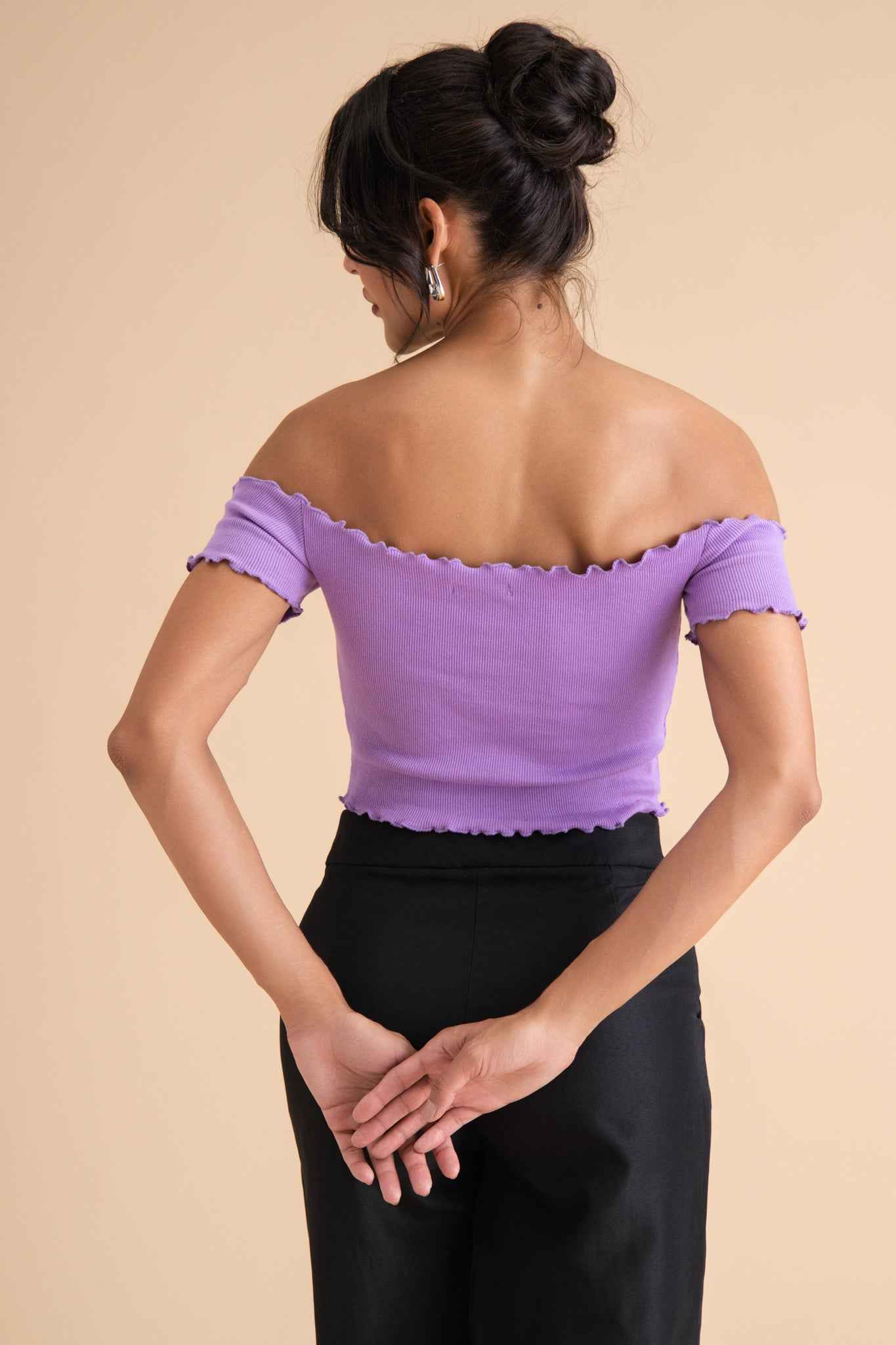 Ribbed Cotton Ruffle Top