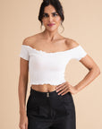Ribbed Cotton Ruffle Top