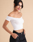 Ribbed Cotton Ruffle Top