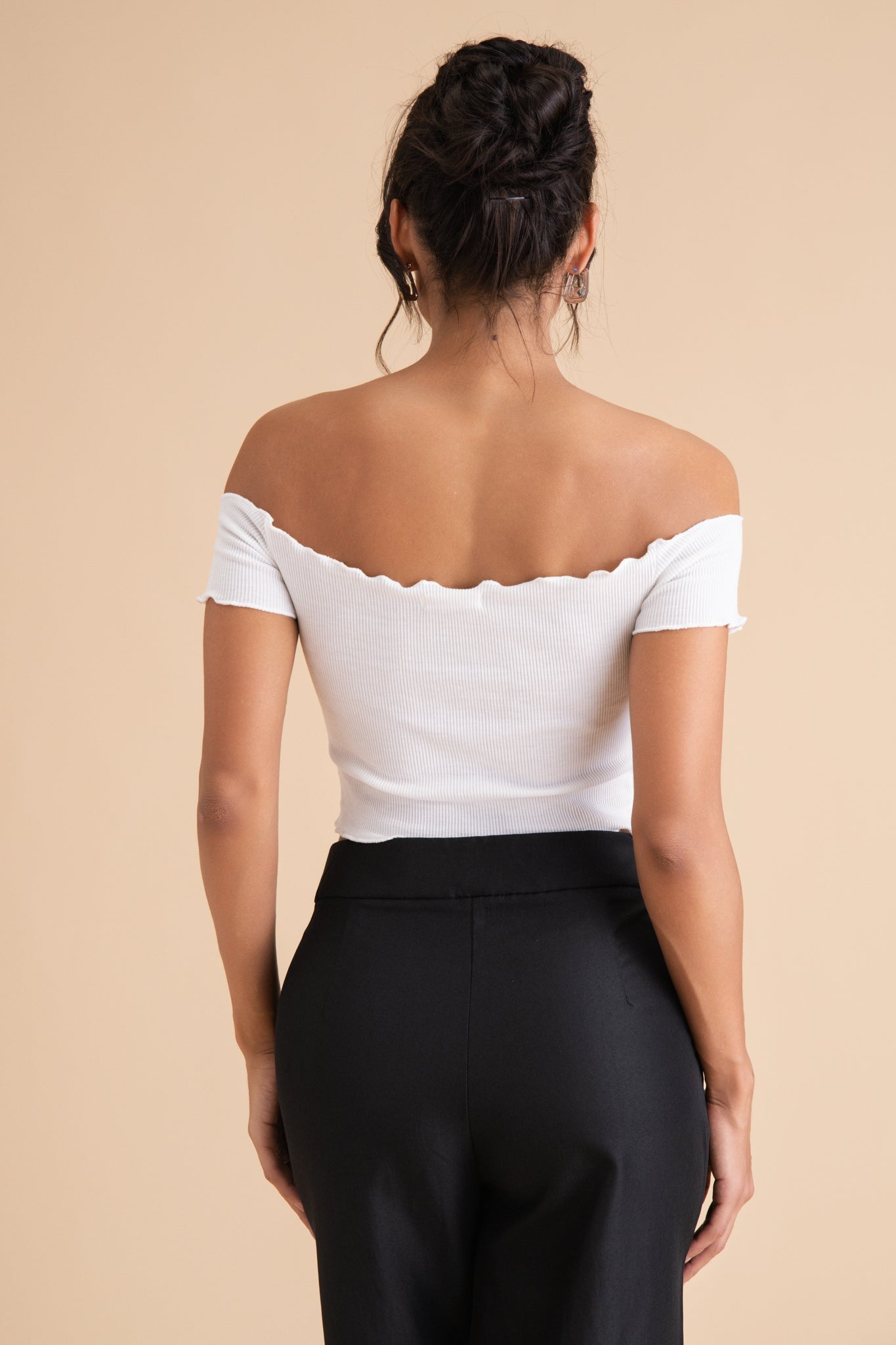 Ribbed Cotton Ruffle Top