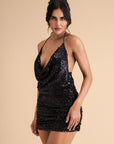 Shimmer Plunge Mini Dress