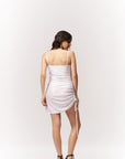 Satin Ruched White Bodycon