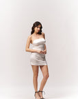 Strapless Satin Mini Party Dress - White