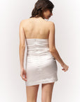 Strapless Satin Mini Party Dress - White