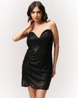 Sequin Sweetheart Mini Dress Black