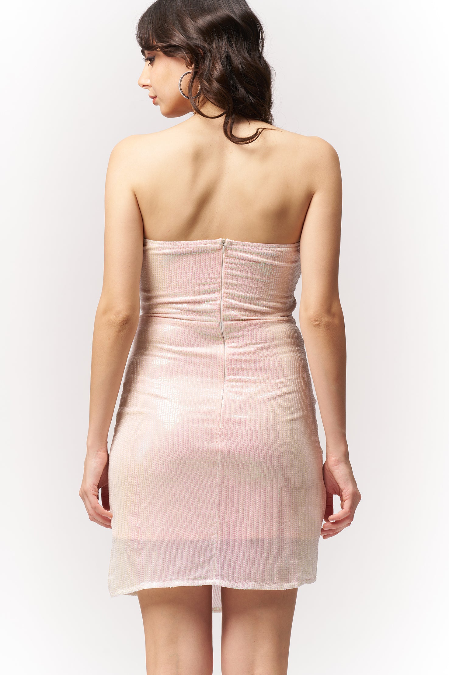 Sequin Sweetheart Mini Dress Pink White