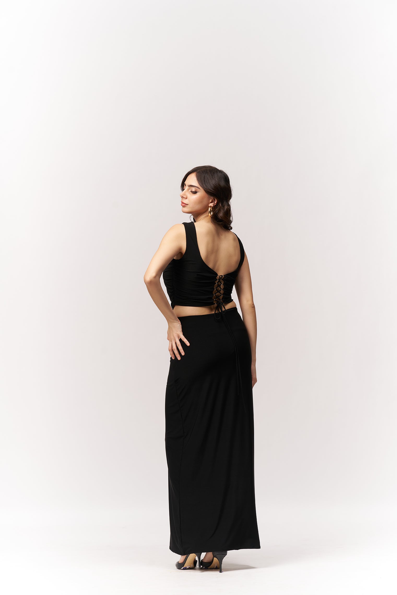 Two Piece Back Straps Maxi Dress