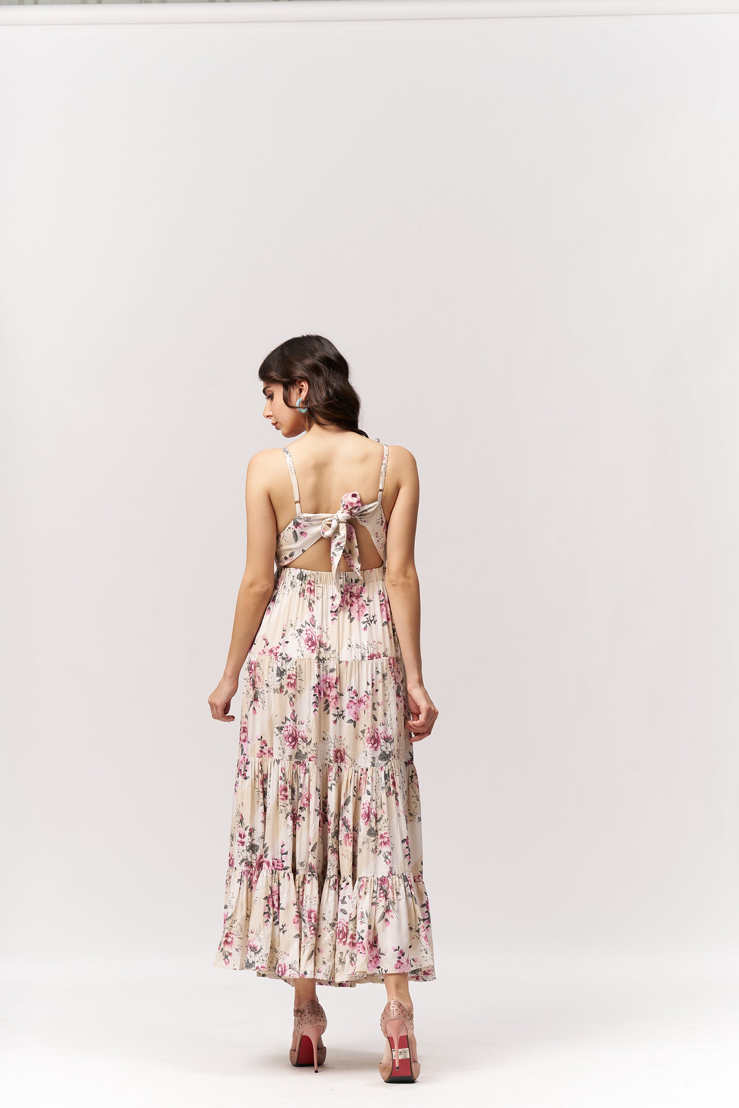 Printed Tiered Floor Length Dress