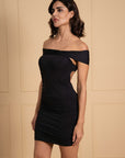 Midnight Twist Off-Shoulder Cut-Out Mini