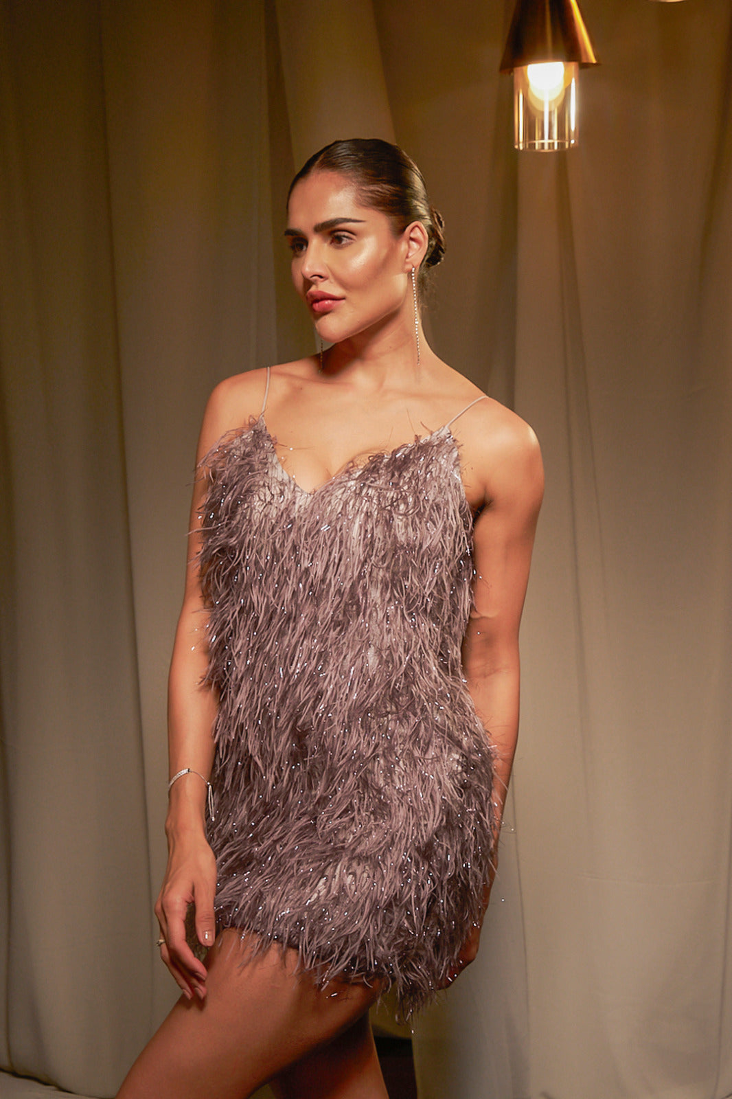 Lumière Feather Fringe Mini Dress