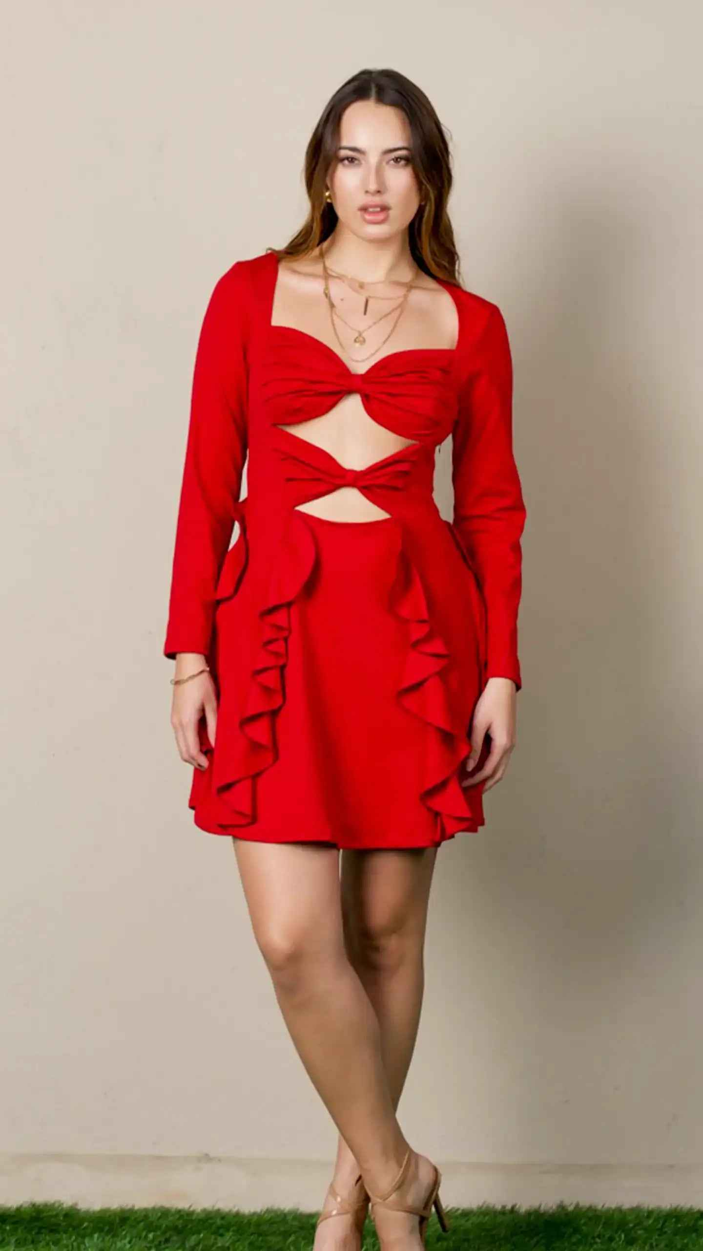 Bows 'n' Frills Flare Dress Red