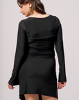 Long sleeve Asymmetrical Neckline Bodycon