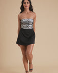 Strapless Sequin & Satin Mini Dress