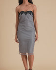 Bodycon Midi Dress With Lace Trim