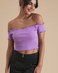 Ribbed Cotton Ruffle Top
